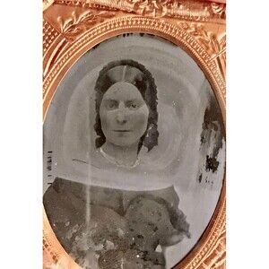 Antique Daguerreotype Photograph, Woman in Ornate Frame, c.1850s
